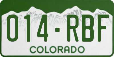 CO license plate 014RBF