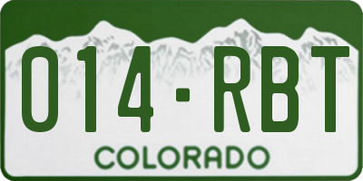 CO license plate 014RBT