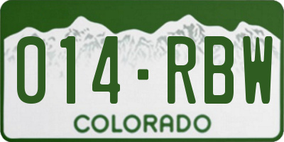 CO license plate 014RBW