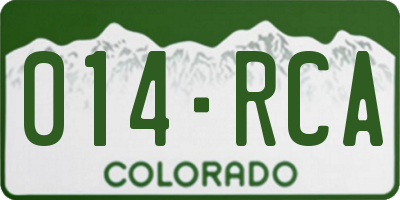 CO license plate 014RCA