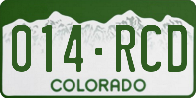 CO license plate 014RCD