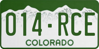 CO license plate 014RCE