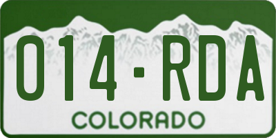 CO license plate 014RDA