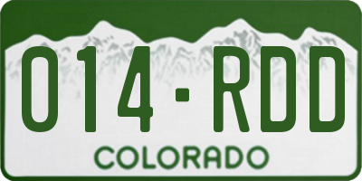 CO license plate 014RDD
