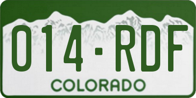 CO license plate 014RDF