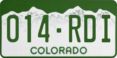 CO license plate 014RDI