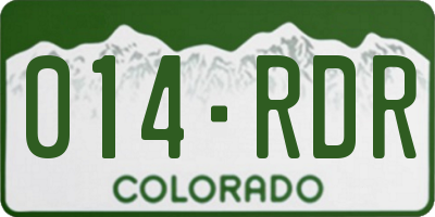 CO license plate 014RDR