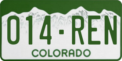 CO license plate 014REN