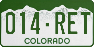 CO license plate 014RET