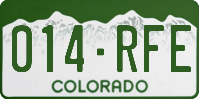 CO license plate 014RFE