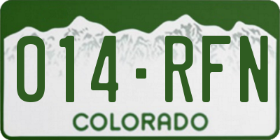 CO license plate 014RFN