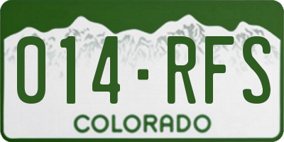 CO license plate 014RFS