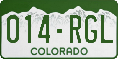 CO license plate 014RGL