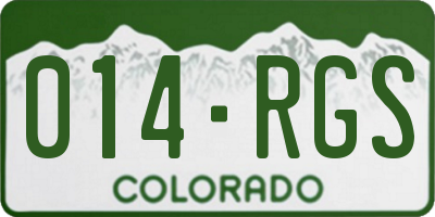 CO license plate 014RGS