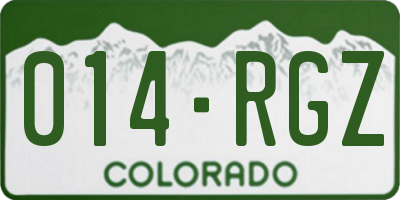 CO license plate 014RGZ