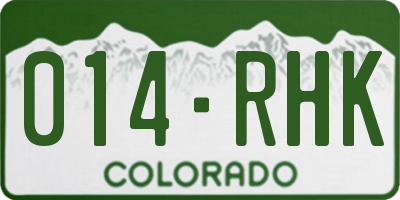 CO license plate 014RHK