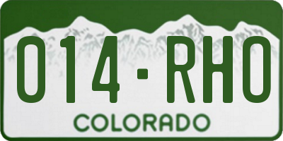 CO license plate 014RHO