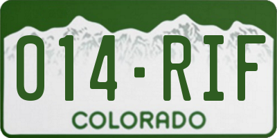CO license plate 014RIF