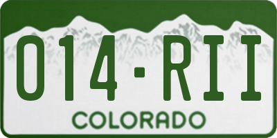 CO license plate 014RII