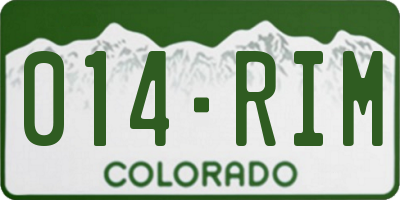 CO license plate 014RIM