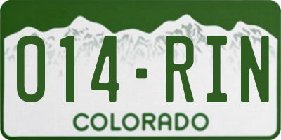 CO license plate 014RIN