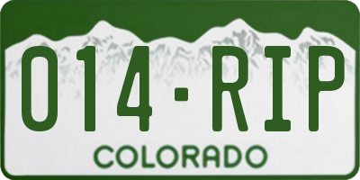 CO license plate 014RIP