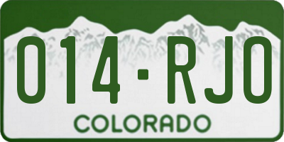 CO license plate 014RJO