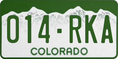 CO license plate 014RKA