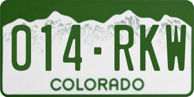 CO license plate 014RKW
