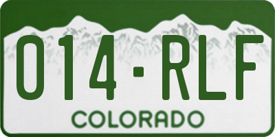 CO license plate 014RLF