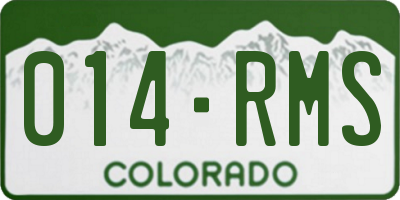 CO license plate 014RMS