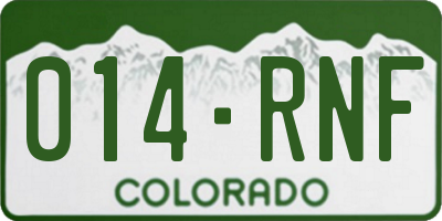 CO license plate 014RNF