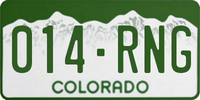 CO license plate 014RNG