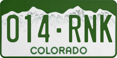 CO license plate 014RNK