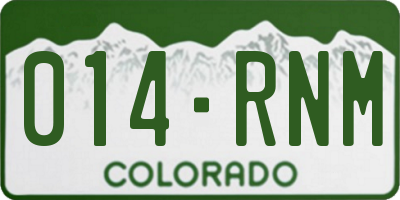 CO license plate 014RNM