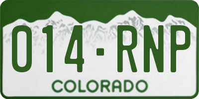 CO license plate 014RNP