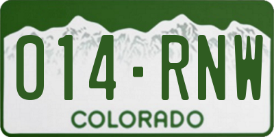 CO license plate 014RNW