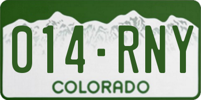 CO license plate 014RNY