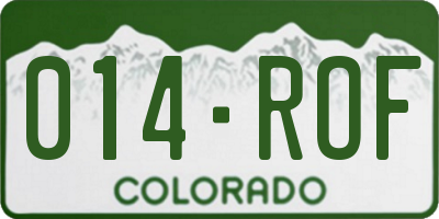 CO license plate 014ROF