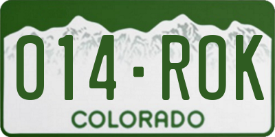 CO license plate 014ROK