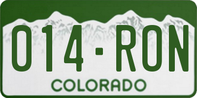 CO license plate 014RON