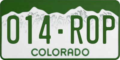 CO license plate 014ROP