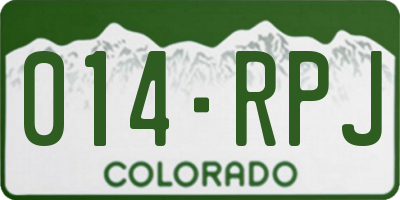 CO license plate 014RPJ