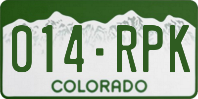 CO license plate 014RPK