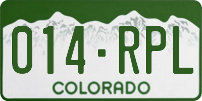 CO license plate 014RPL