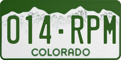 CO license plate 014RPM