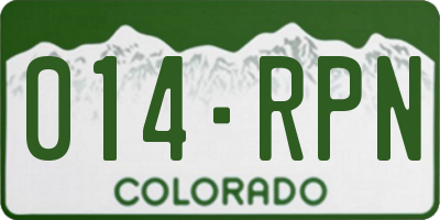 CO license plate 014RPN