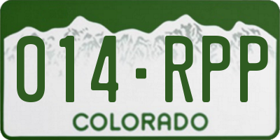 CO license plate 014RPP