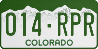 CO license plate 014RPR