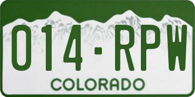 CO license plate 014RPW